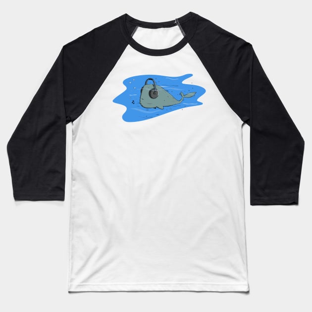 Whale listening to music Baseball T-Shirt by schlag.art